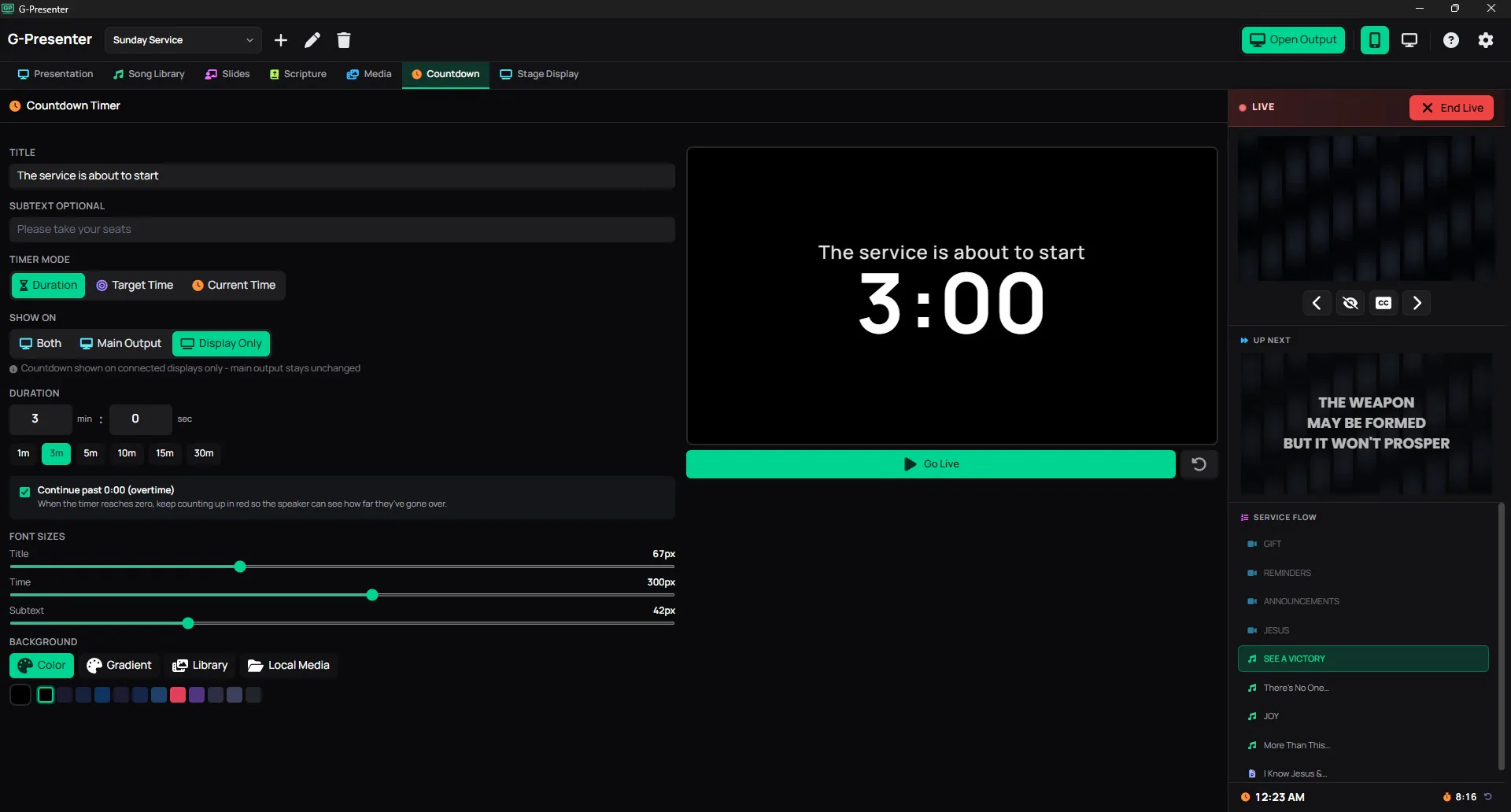 Countdown timer screenshot